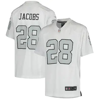 youth nike josh jacobs white las vegas raiders color rush g